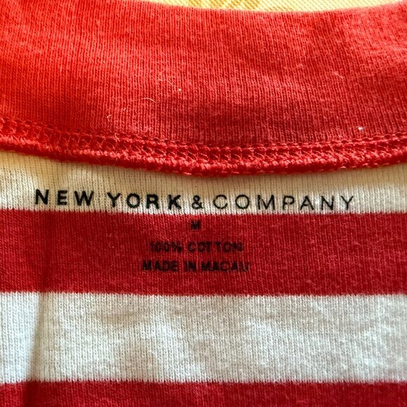 New York & Company, Cotton Red & White Striped Tee Shirt - Medium - Picture 4 of 4